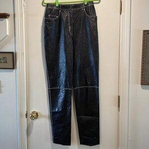 𝅺emanuel Ungaro Genuine Pigskin High Waisted Lined Rhinestone Pants Vintage